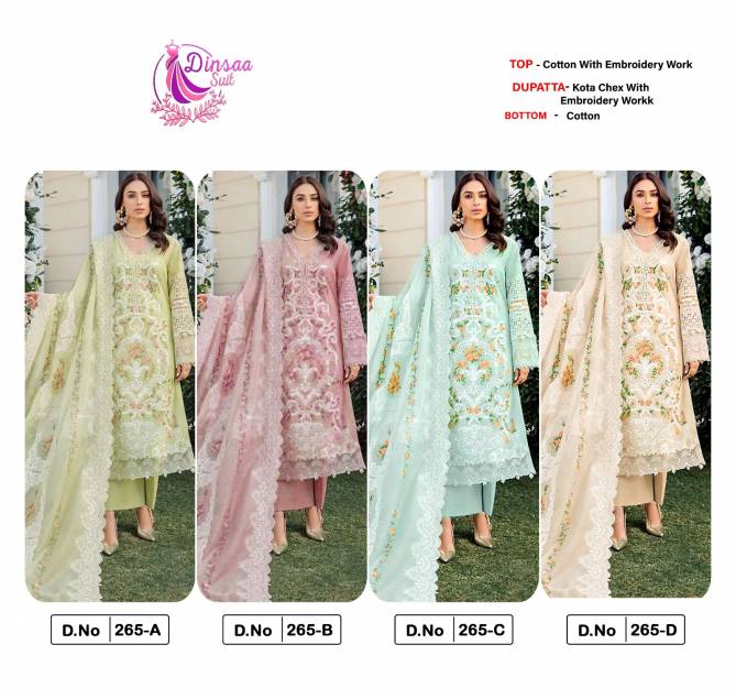 265 A To D Dinsaa Suit Heavy Embroidery Cotton Pakistani Suits Wholesale Price In Surat